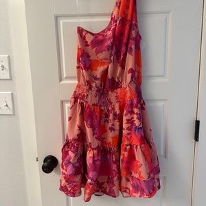 Floral, one shoulder dress